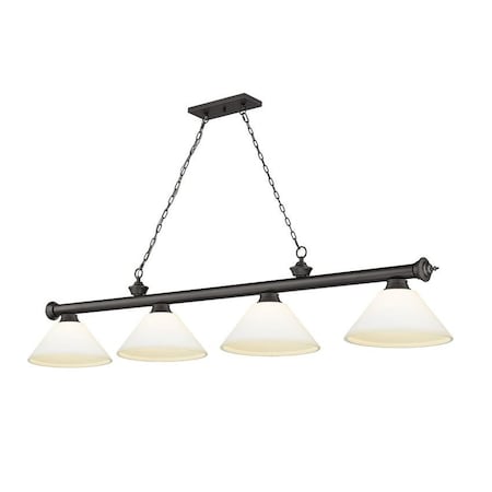 Z-Lite Cordon 4 Light Billiard, Bronze & Matte Opal 2306-4BRZ-AMO14